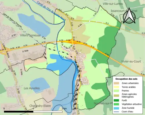 Carte en couleurs présentant l'occupation des sols.