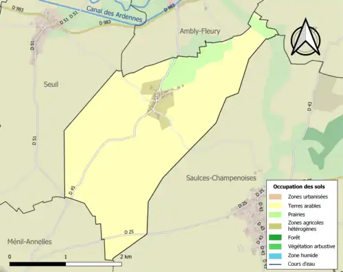 Carte en couleurs présentant l'occupation des sols.