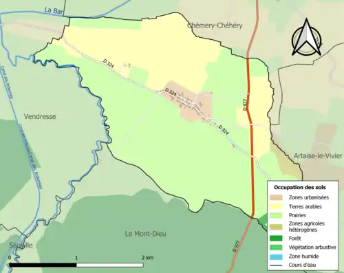 Carte en couleurs présentant l'occupation des sols.