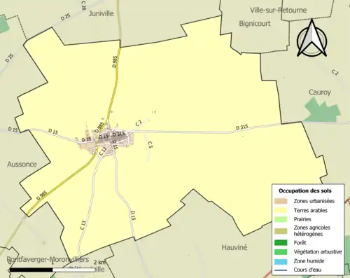 Carte en couleurs présentant l'occupation des sols.