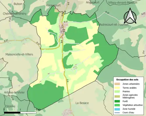 Carte en couleurs présentant l'occupation des sols.