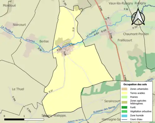 Carte en couleurs présentant l'occupation des sols.