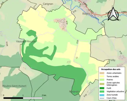 Carte en couleurs présentant l'occupation des sols.