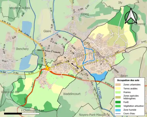 Carte en couleurs présentant l'occupation des sols.