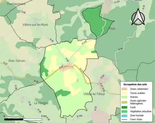 Carte en couleurs présentant l'occupation des sols.