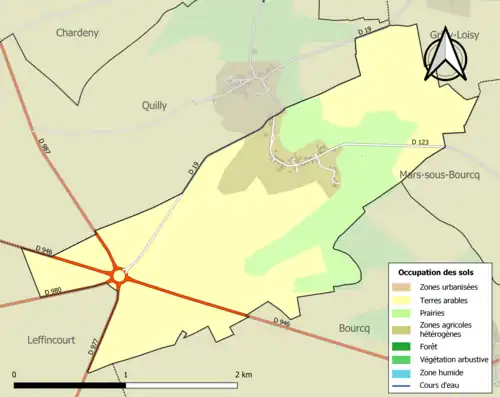 Carte en couleurs présentant l'occupation des sols.