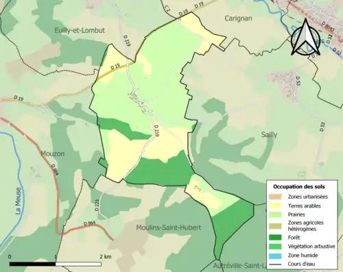 Carte en couleurs présentant l'occupation des sols.
