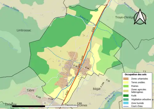 Carte en couleurs présentant l'occupation des sols.