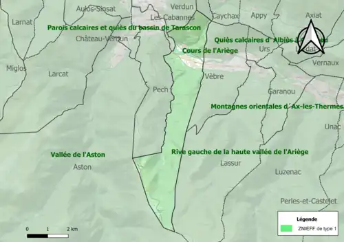 Carte de la ZNIEFF de type 1 sur la commune.