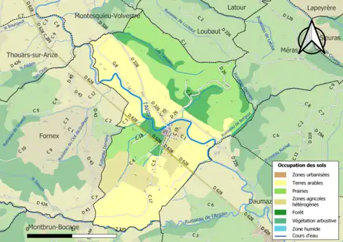 Carte en couleurs présentant l'occupation des sols.