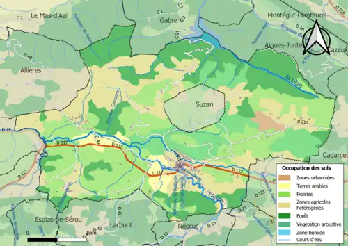 Carte en couleurs présentant l'occupation des sols.