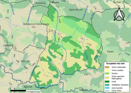 Carte en couleurs présentant l'occupation des sols.