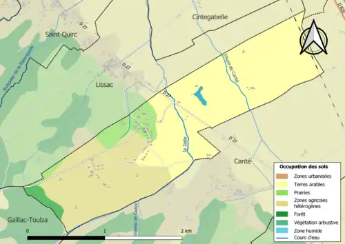 Carte en couleurs présentant l'occupation des sols.