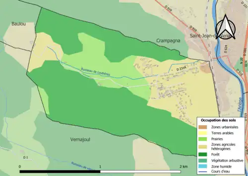 Carte en couleurs présentant l'occupation des sols.