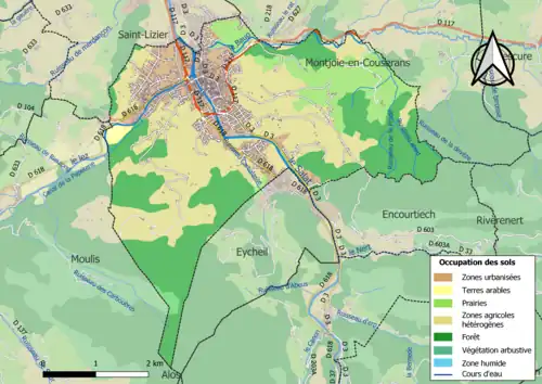 Carte en couleurs présentant l'occupation des sols.