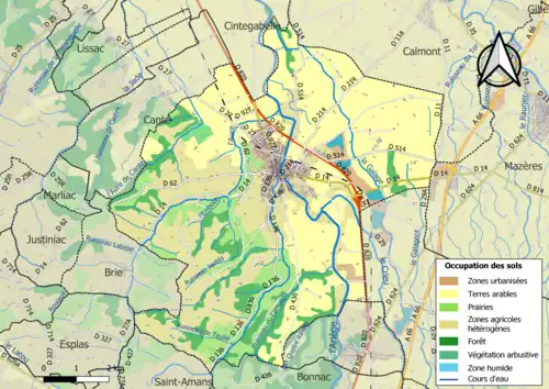 Carte en couleurs présentant l'occupation des sols.
