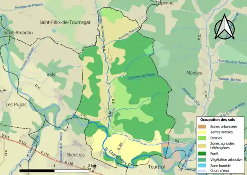 Carte en couleurs présentant l'occupation des sols.