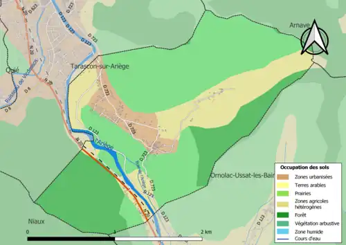 Carte en couleurs présentant l'occupation des sols.