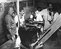 Aravindan sur le tournage de Chidambaram (1985)