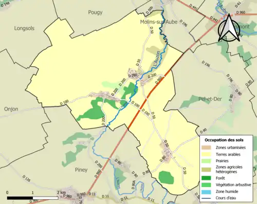 Carte en couleurs présentant l'occupation des sols.