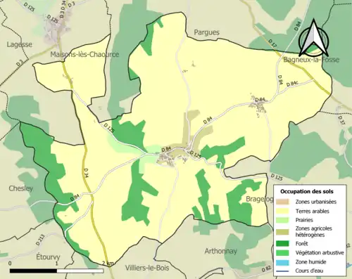 Carte en couleurs présentant l'occupation des sols.