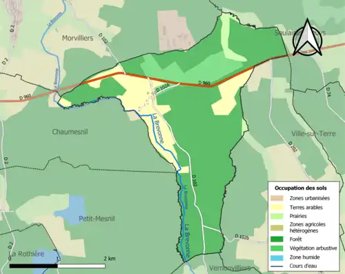 Carte en couleurs présentant l'occupation des sols.