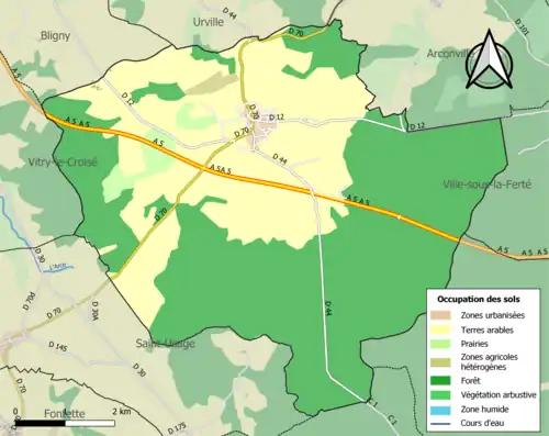 Carte en couleurs présentant l'occupation des sols.