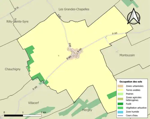 Carte en couleurs présentant l'occupation des sols.