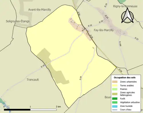 Carte en couleurs présentant l'occupation des sols.