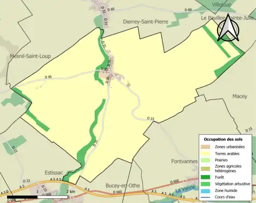 Carte en couleurs présentant l'occupation des sols.