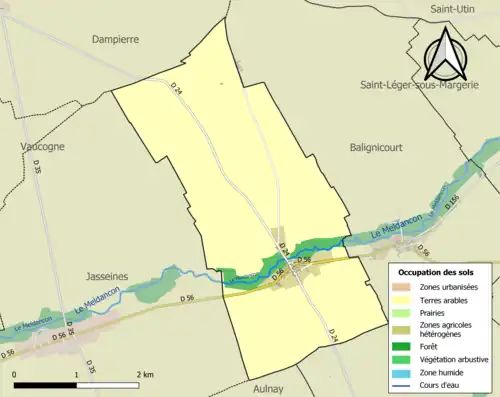 Carte en couleurs présentant l'occupation des sols.