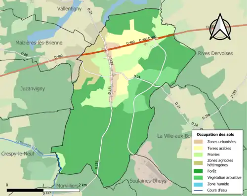 Carte en couleurs présentant l'occupation des sols.
