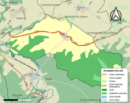 Carte en couleurs présentant l'occupation des sols.