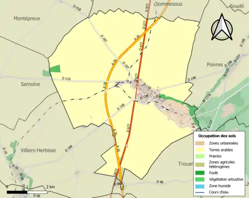 Carte en couleurs présentant l'occupation des sols.