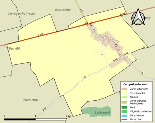 Carte en couleurs présentant l'occupation des sols.