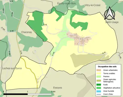 Carte en couleurs présentant l'occupation des sols.