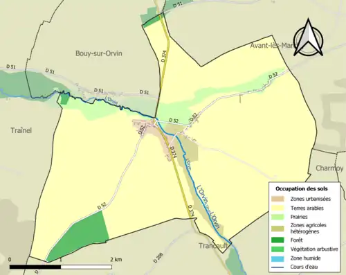 Carte en couleurs présentant l'occupation des sols.