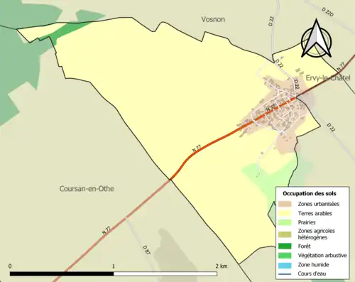 Carte en couleurs présentant l'occupation des sols.