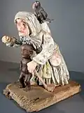 Statuette de sorcière (argile, début XXe&nbsp;siècle, collection Daniel Pouget, Le cabinet des curiosités, Chazelles-sur-Lavieu).