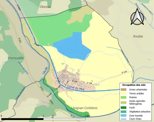 Carte en couleurs présentant l'occupation des sols.