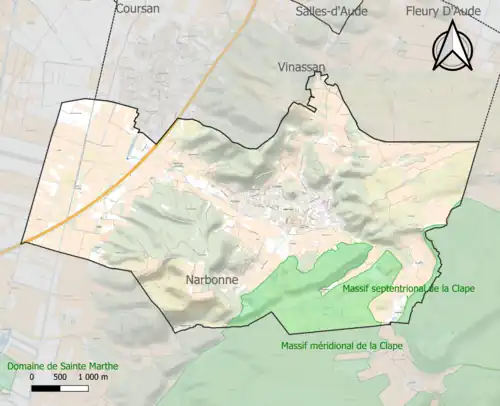 Carte des ZNIEFF de type 1 sur la commune.