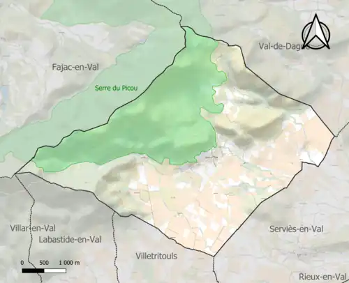 Carte de la ZNIEFF de type 1 sur la commune.