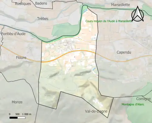 Carte de la ZNIEFF de type 1 sur la commune.