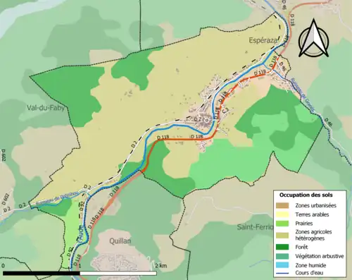 Carte en couleurs présentant l'occupation des sols.