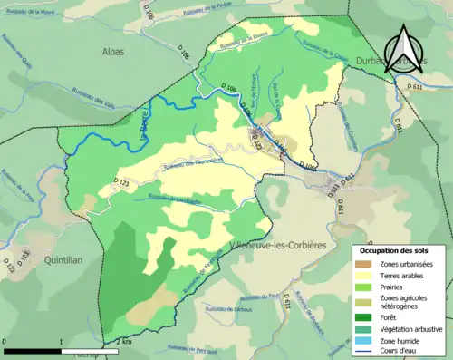 Carte en couleurs présentant l'occupation des sols.