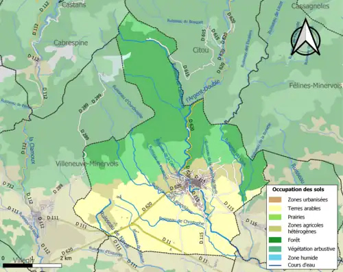 Carte en couleurs présentant l'occupation des sols.