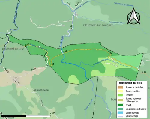 Carte en couleurs présentant l'occupation des sols.