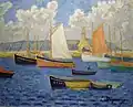 Émile Dezaunay : Camaret, bateaux à flot (vers 1920).