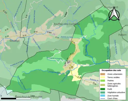 Carte en couleurs présentant l'occupation des sols.
