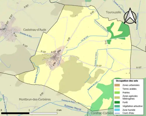 Carte en couleurs présentant l'occupation des sols.